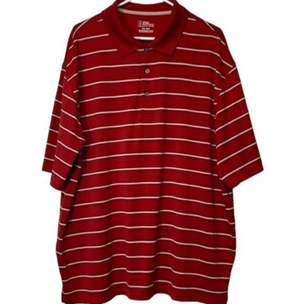 Men's PGA Tour Golf Polo Red White Stripe Pullover Shirt Size 2X GUC #2678